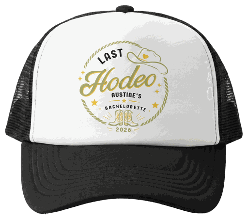 Last Hodeo personalized trucker hat mockup