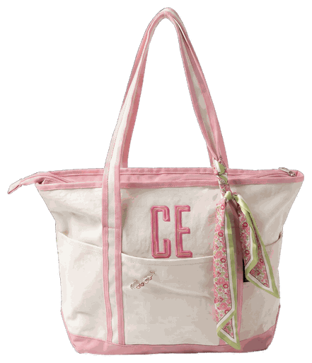 Custom monogram canvas tote bag with embroidery
