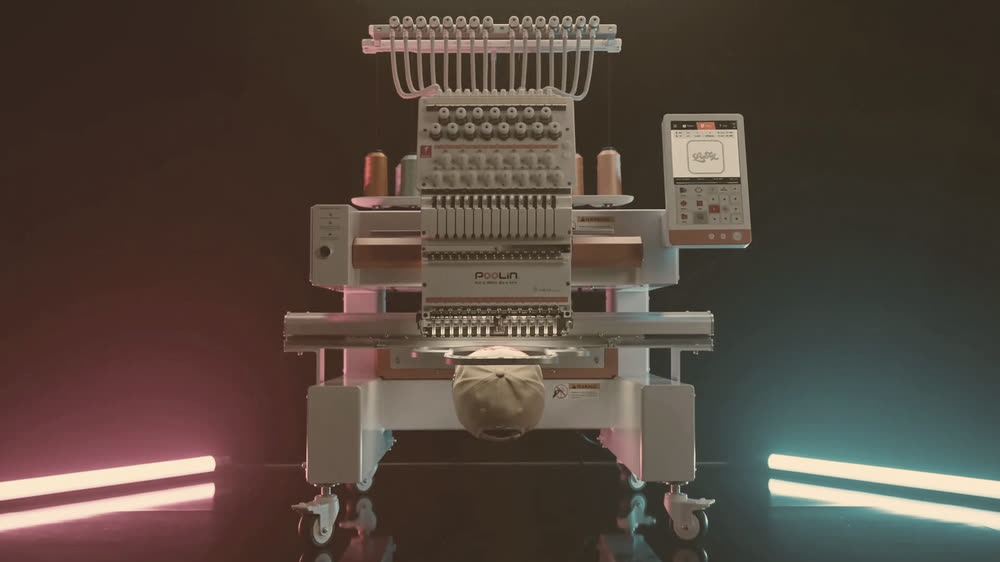 An embroidery machine standing ready in the shop